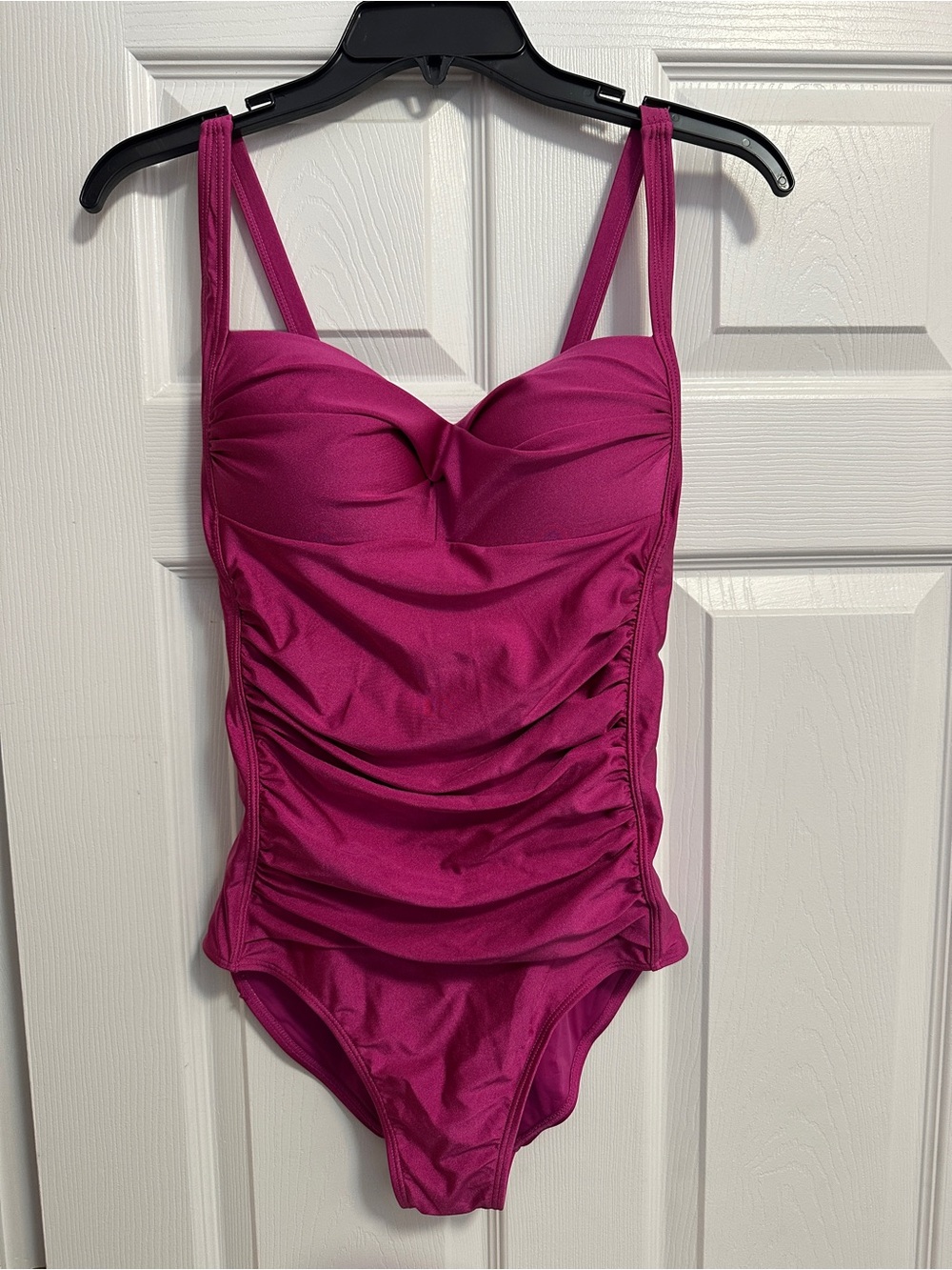 Nicole Miller Fuchsia Ruched One-Piece Swimsuit